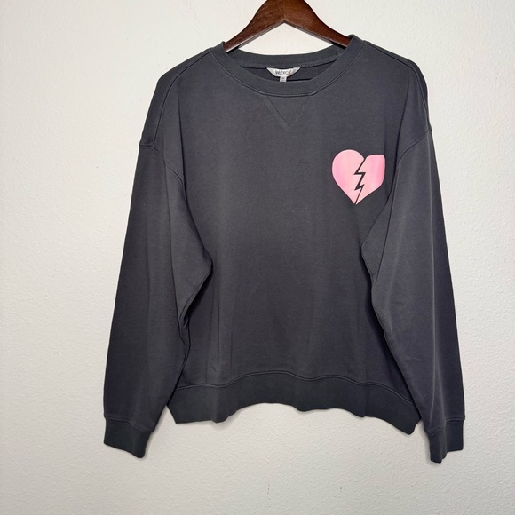 Wildfox I Wish It Was Saturday Grey pinstripe sweatshirt size XL NWT $108 - Picture 2 of 9